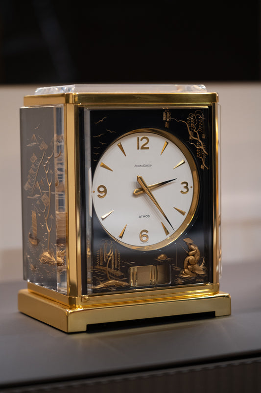 Jaeger-LeCoultre Atmos Marina Chinoiserie Dorée sur Fond Noir Vollständig gewartet