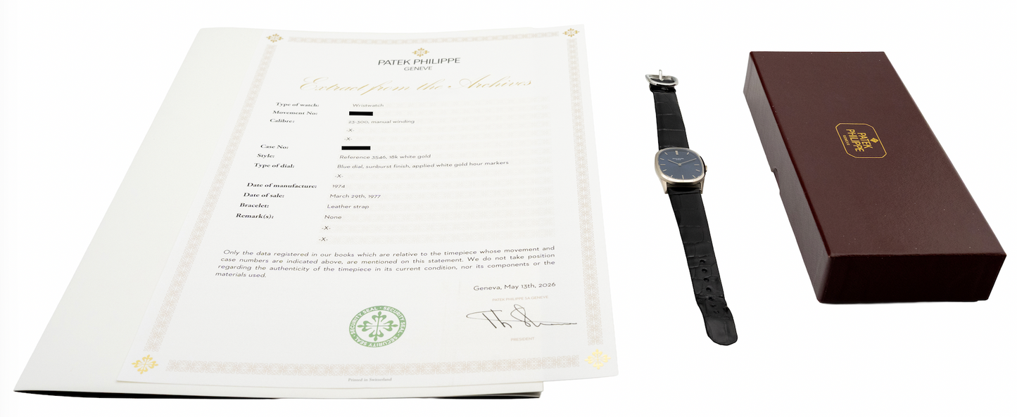 Patek Philippe Ellipse Blue dial 3546 White gold