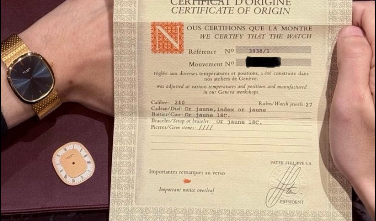 Patek Philippe 3938/1 Ellipse Jumbo Full set