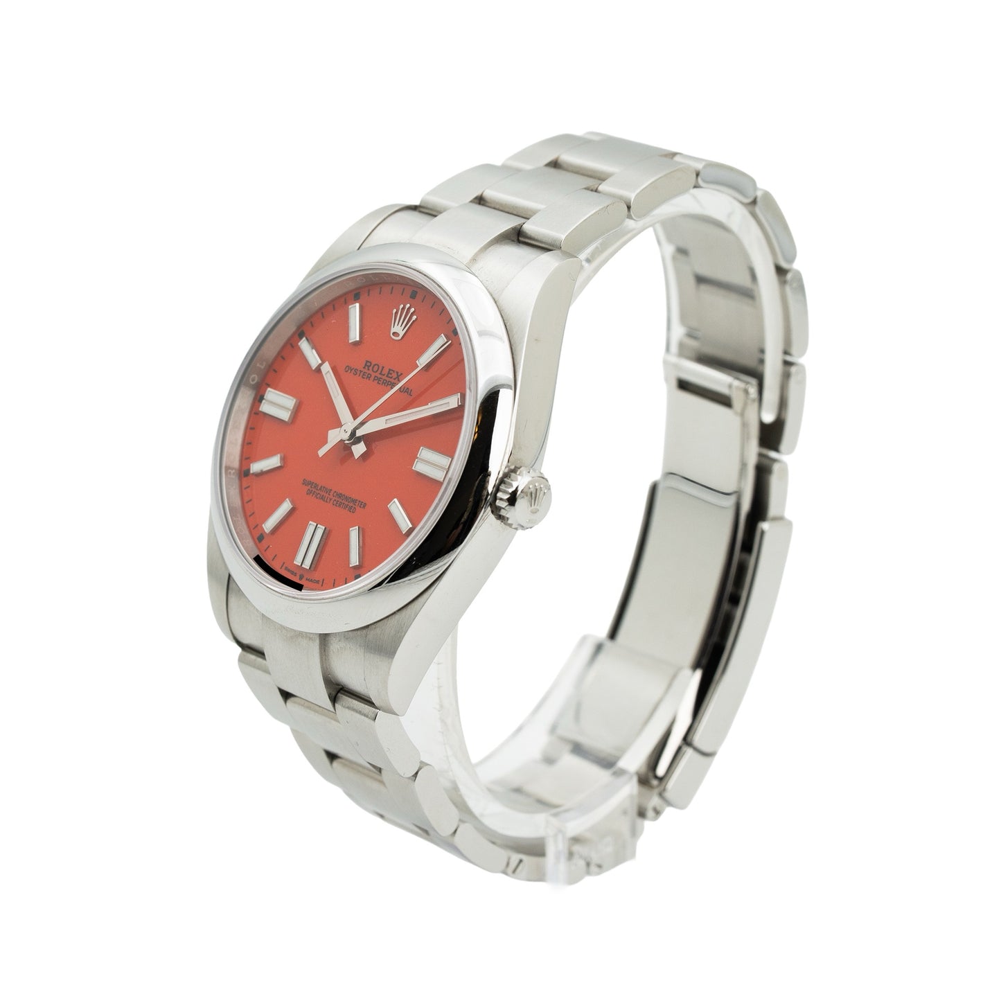 Rolex 124300 Oyster Perpetual 41 "Coral" dial New full set Out of production