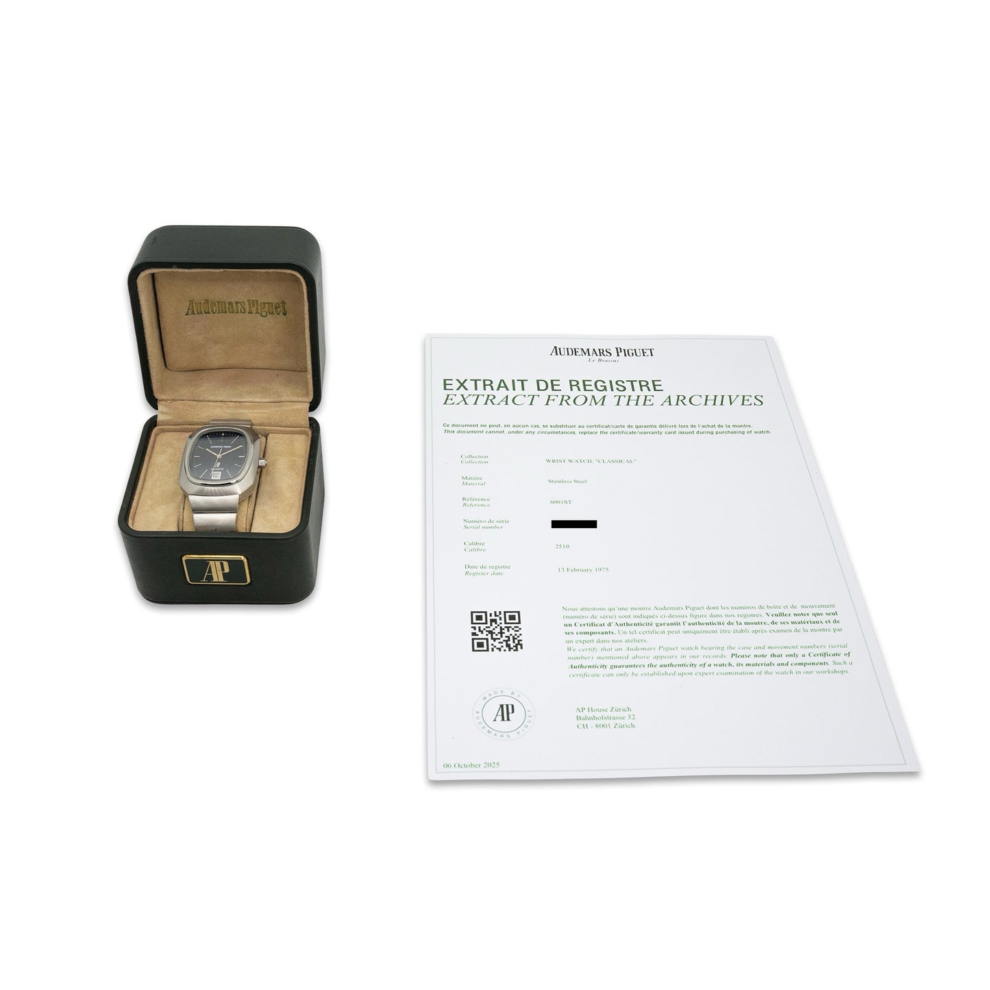 Audemars Piguet 6001ST "Beta 21" Quartz with archives extract