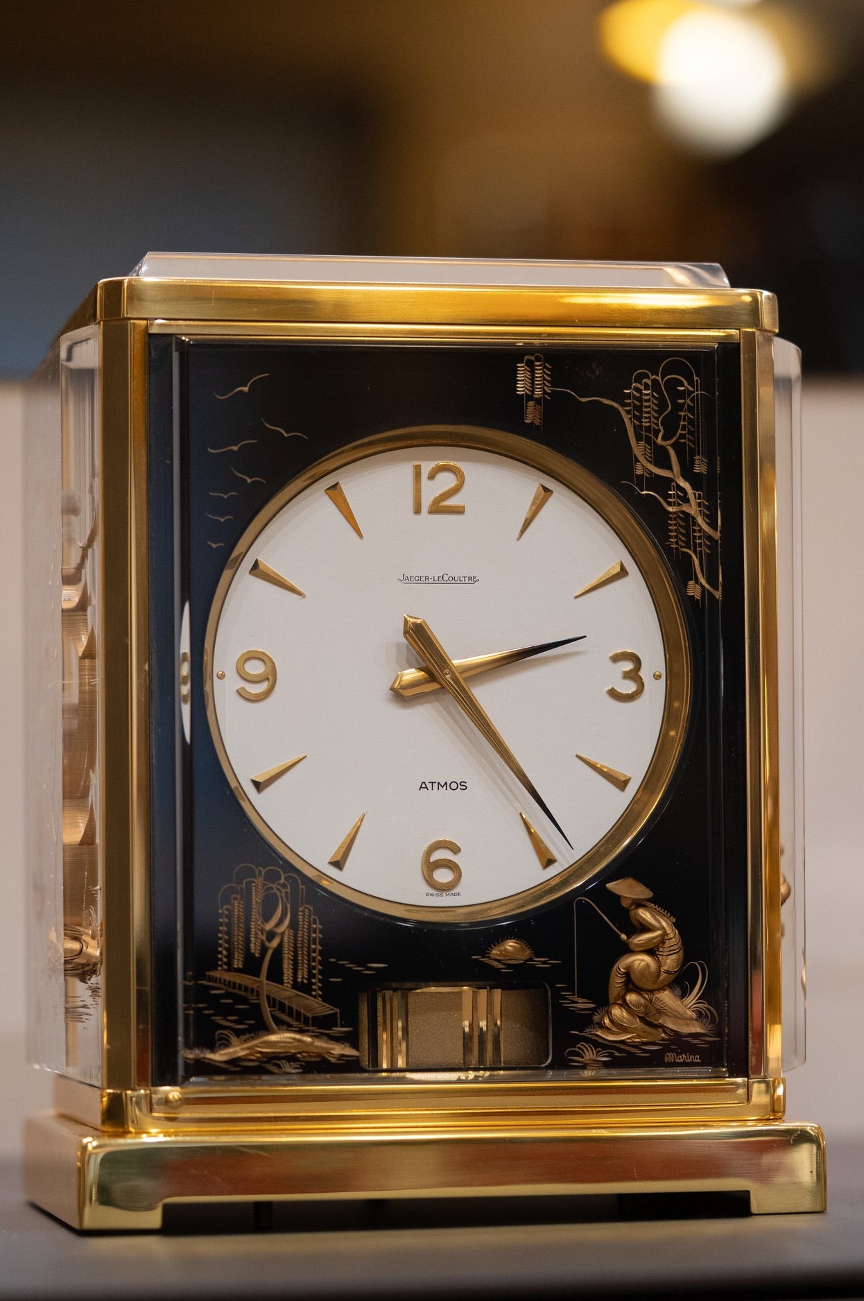 Jaeger-LeCoultre Atmos Marina Chinoiserie Dorée sur Fond Noir Vollständig gewartet