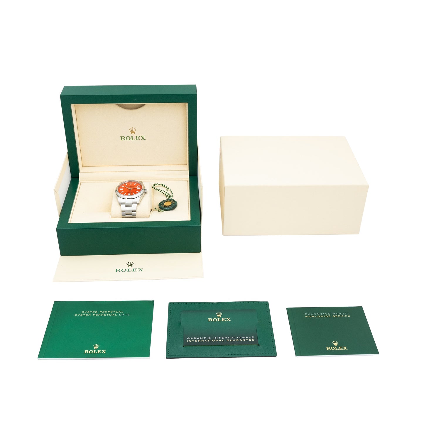 Rolex 124300 Oyster Perpetual 41 "Coral" dial New full set Out of production