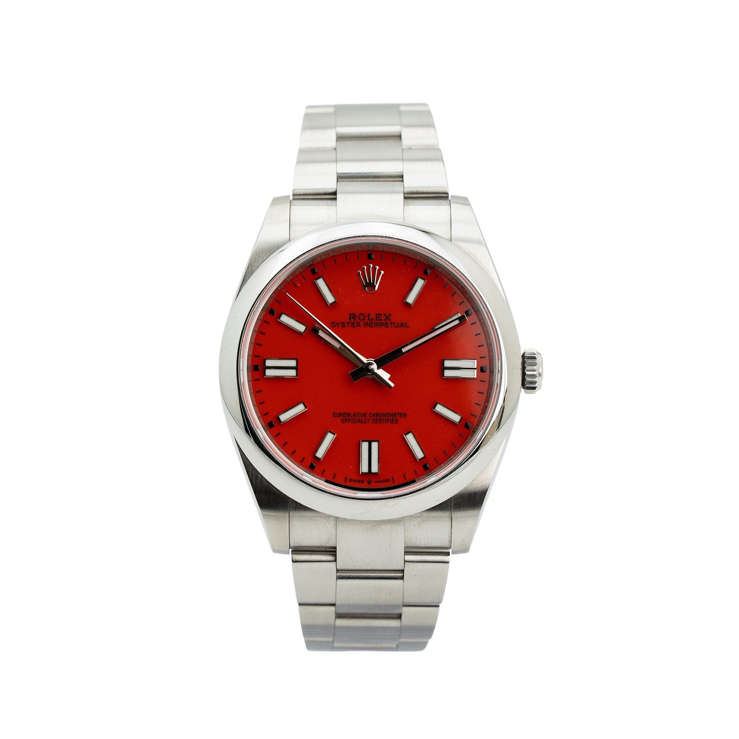 Rolex 124300 Oyster Perpetual 41 "Coral" dial New full set Out of production