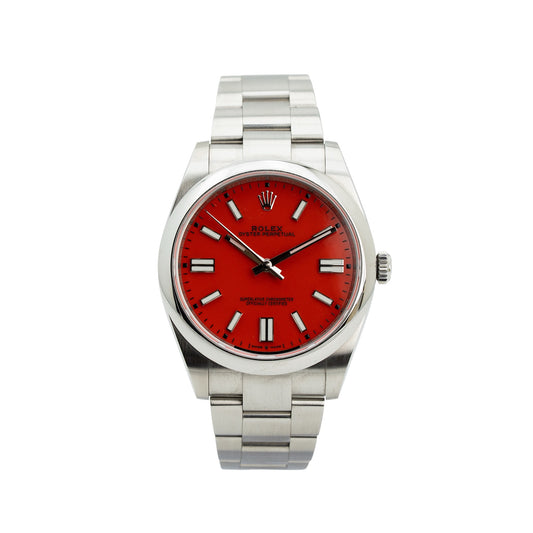 Rolex 124300 Oyster Perpetual 41 "Coral" dial New full set Out of production