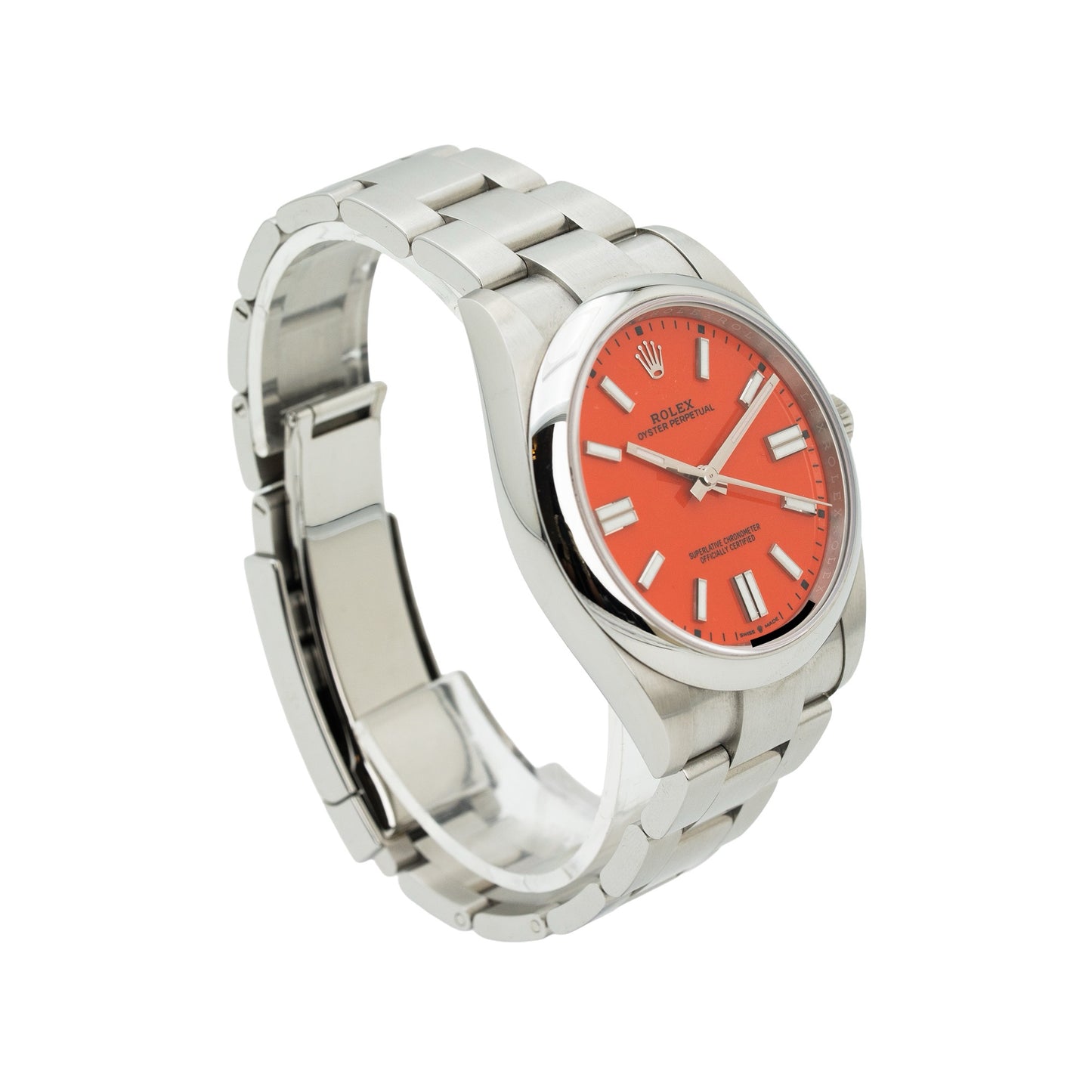 Rolex 124300 Oyster Perpetual 41 "Coral" dial New full set Out of production