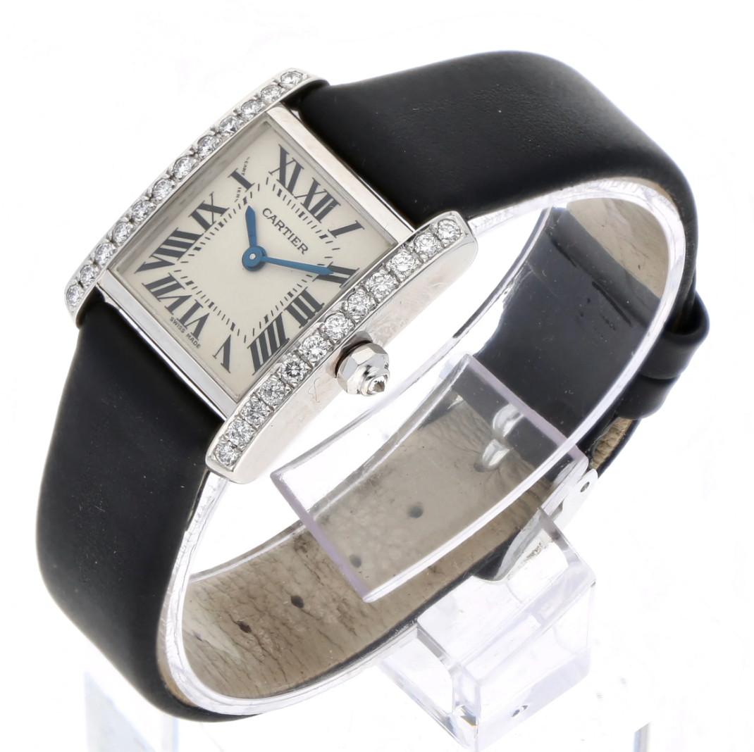 Cartier Tank Francaise 18k Petit modèle Full set, Factory diamond-set bezel