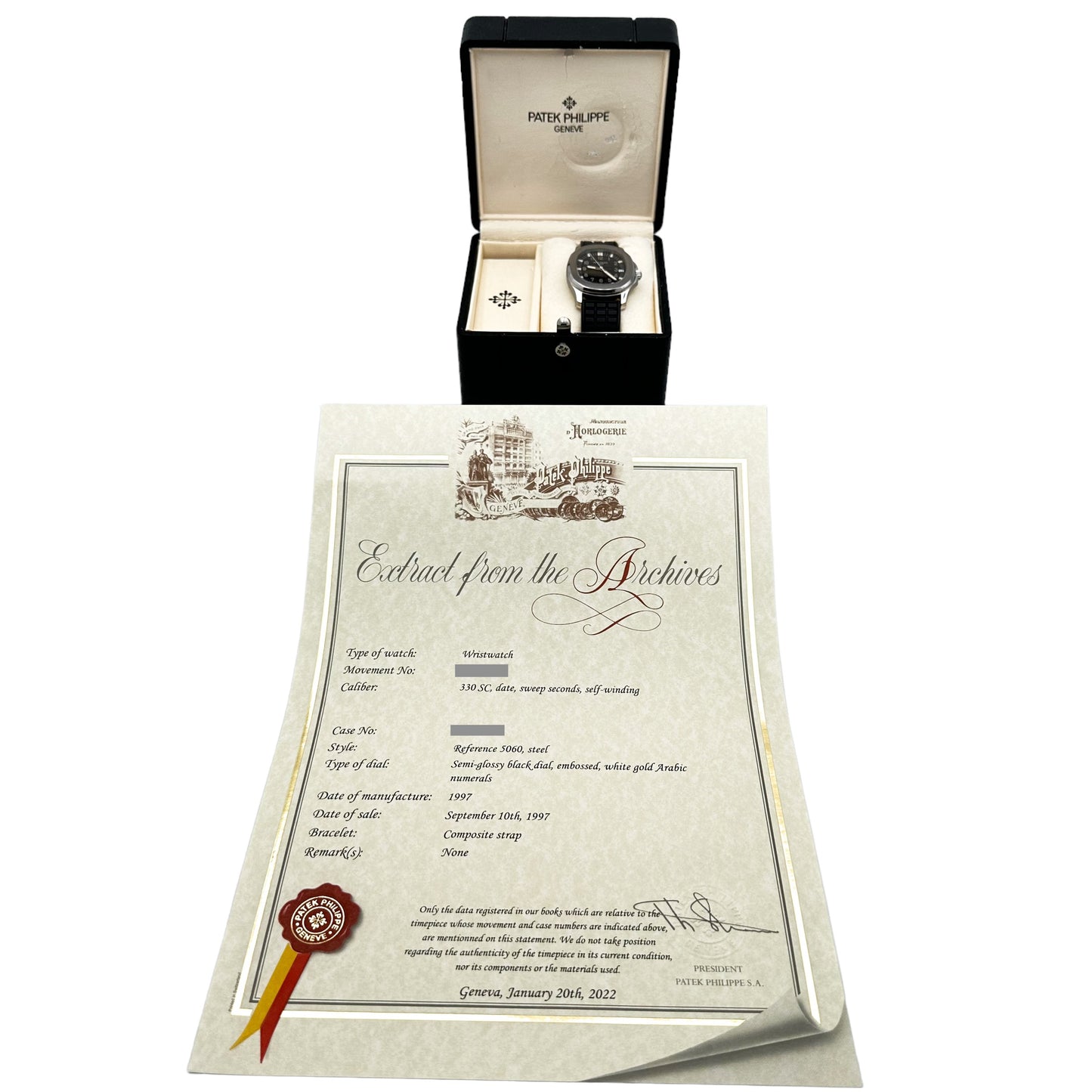 Patek Philippe 5060A Aquanaut first generation with extract of archives