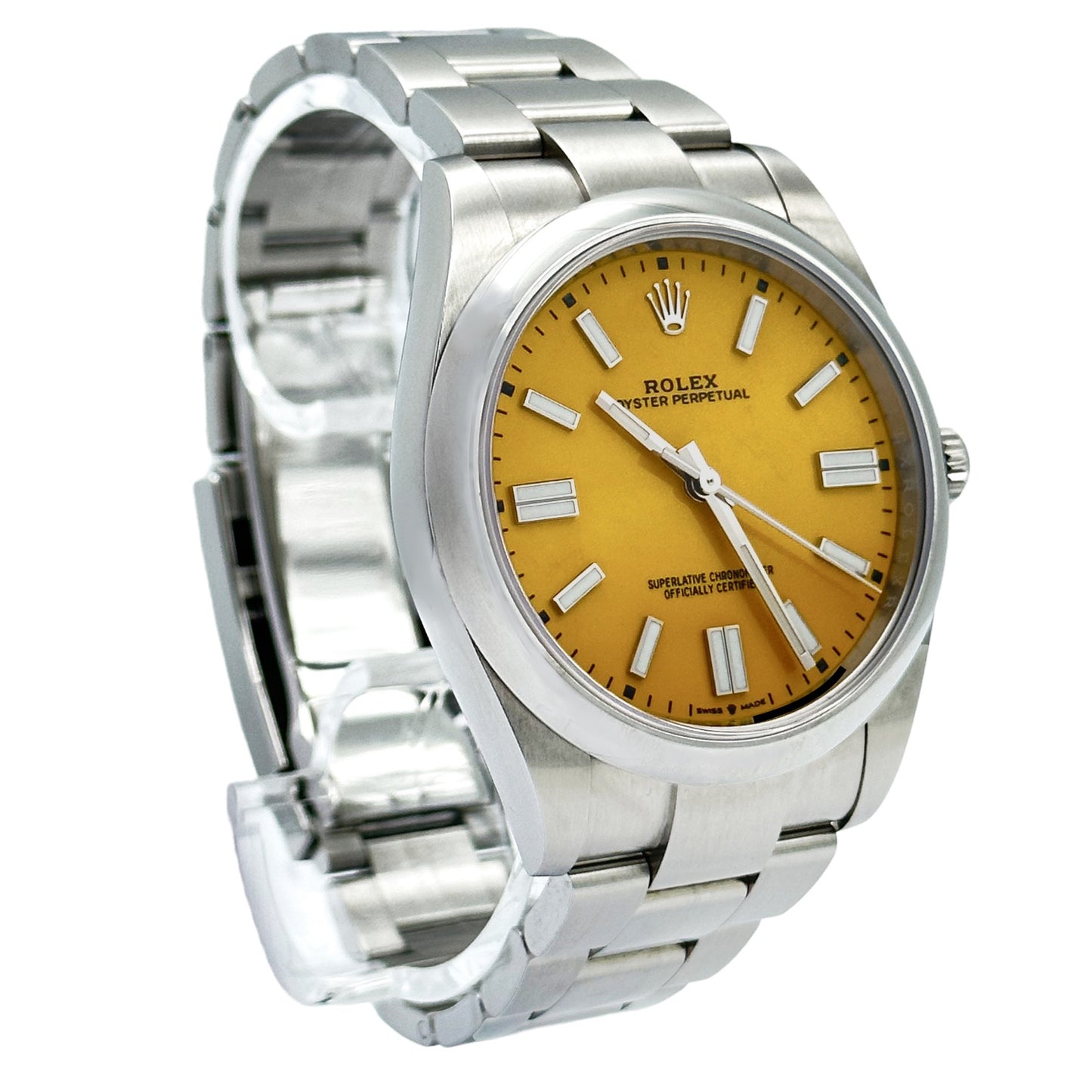 Rolex 124300 Oyster Perpetual 41 Yellow dial New full set