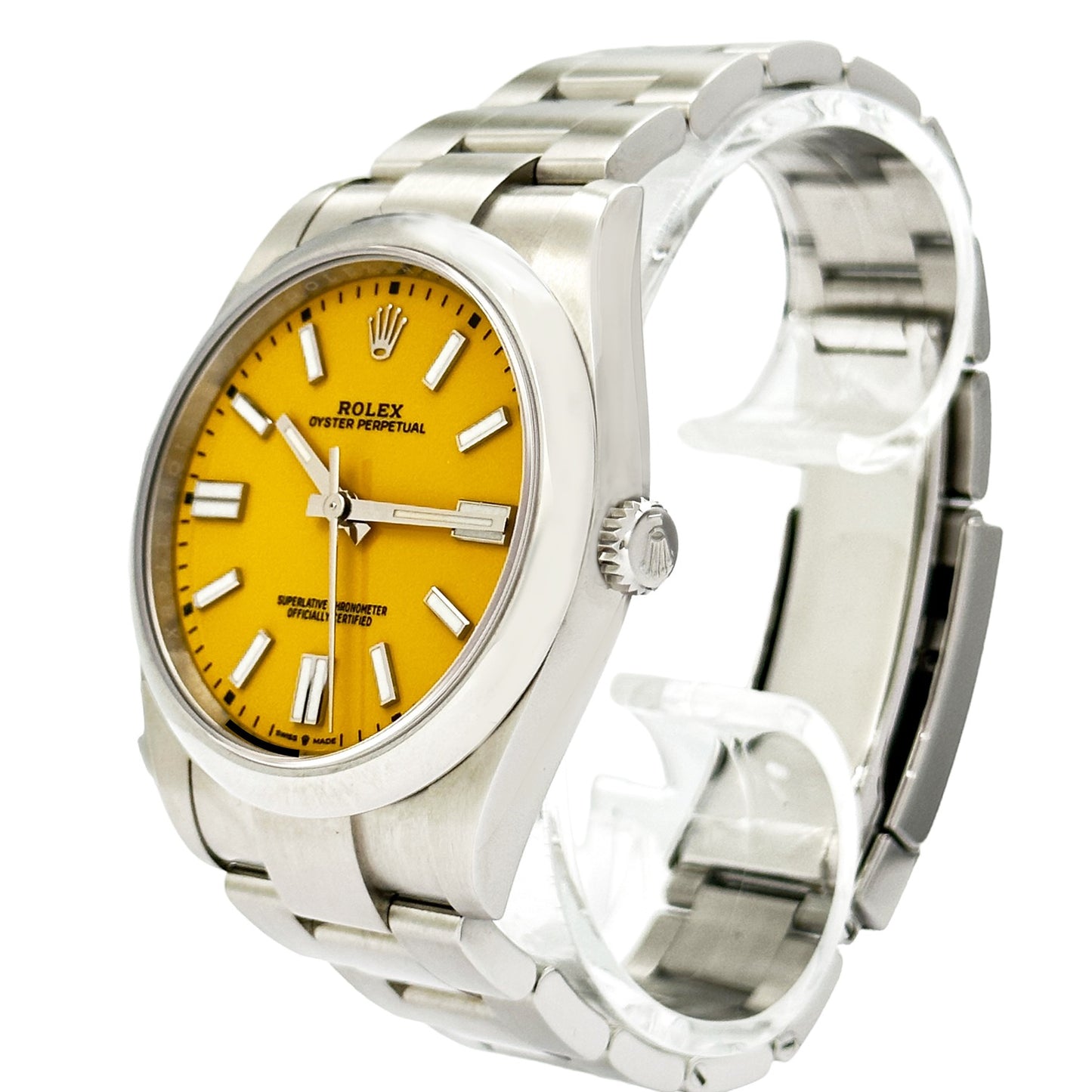 Rolex 124300 Oyster Perpetual 41 Yellow dial New full set
