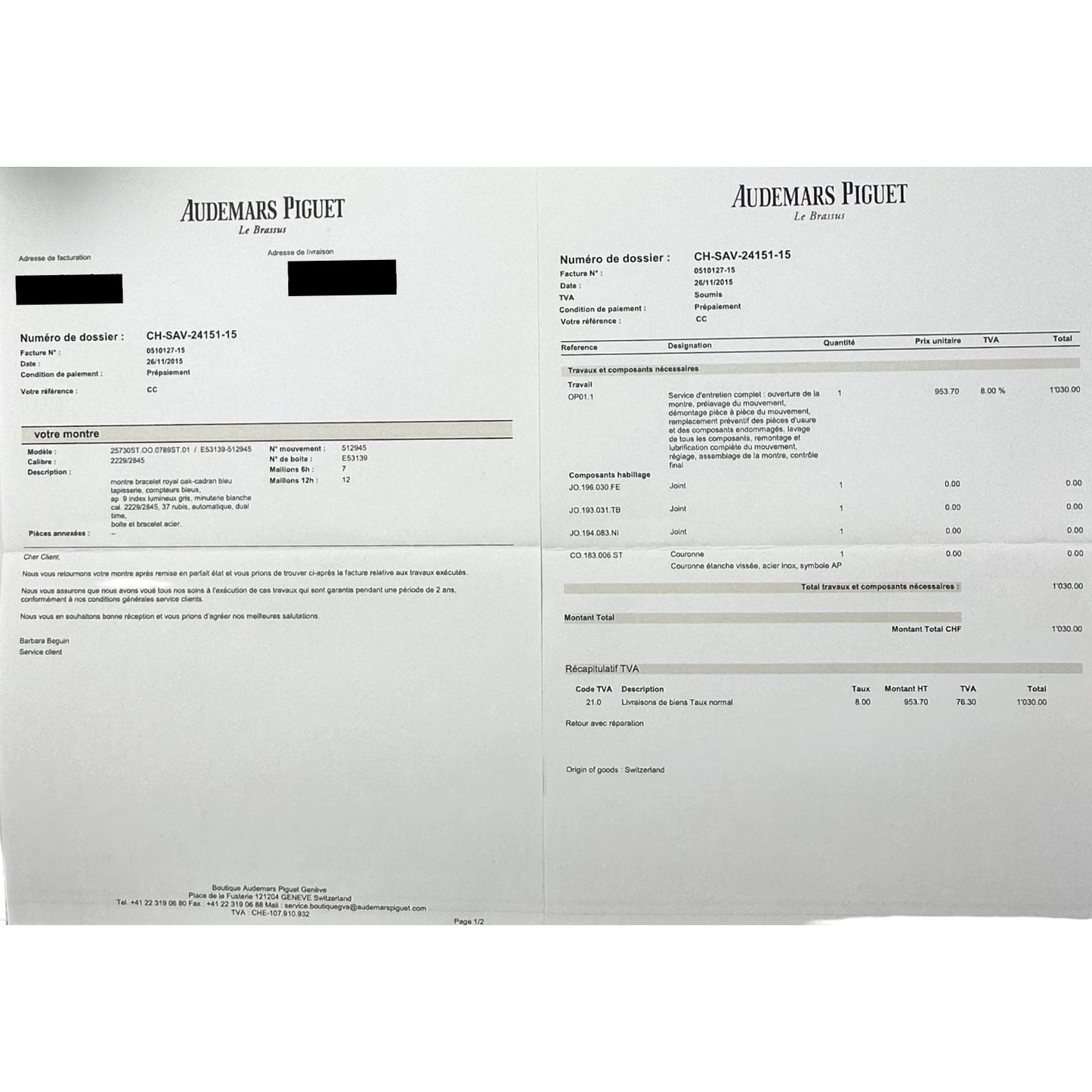 Audemars Piguet 25730ST Royal Oak Dual Time blue dial Full set