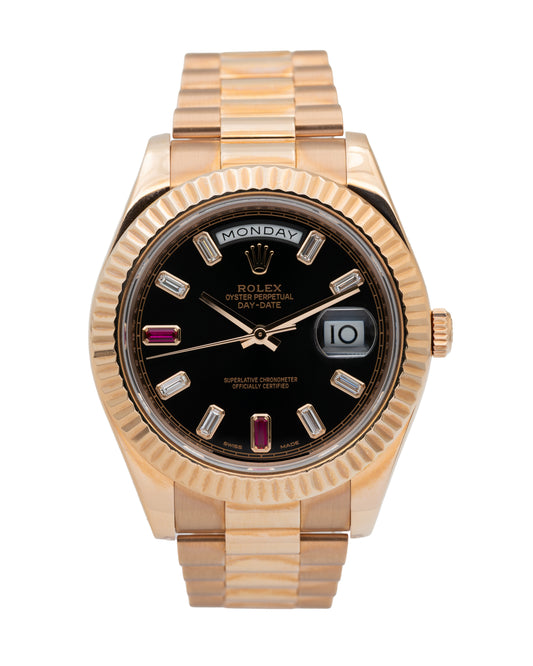 Rolex Day-Date II 218235 Factory Rolex diamonds & ruby dial